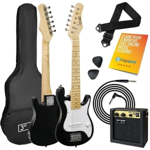 3RD AVENUE STX30BWPK Junior Electric Guitar Bundle - Black & White, White,Black