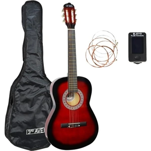 3RD AVENUE STX20 Full Size Classical Guitar Bundle - Redburst