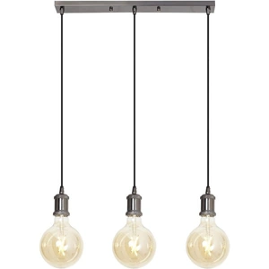 4lite WiZ Connected Blackened Silver 3-Way Bar Pendant with 3x G125 Amber Filament Smart Bulbs