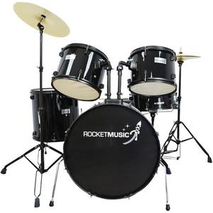 A-STAR ROCKET DKF01BK 5 Piece Drum Kit - Black, Black