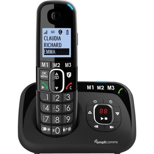 AMPLICOMMS BigTel 1580 Voice Cordless Phone, Black