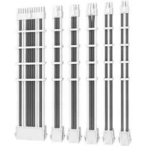 Antec White/Grey PSU Extension Cable Kit - 6 Pack (1x 24 Pin 1x 4+4 Pin 2x 8 Pin 2x 6 Pin)