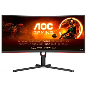 AOC G3 CU34G3S 86.4 cm (34") 3440 x 1440 pixels Wide Quad HD LED Black Red