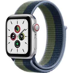 APPLE Watch SE Cellular - Silver Aluminium with Abyss Blue & Moss Green Sports Loop, 40 mm