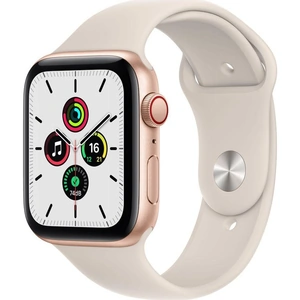 APPLE Watch SE Cellular - Gold Aluminium with Starlight Sports Band, 44 mm