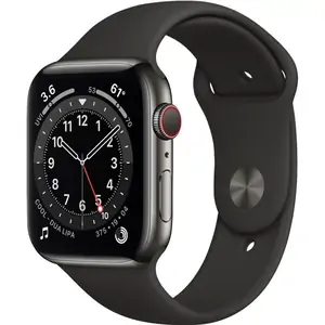 Apple Watch (Series 6) 2020 GPS + Cellular 40 - Stainless steel Grey - Sport band Black