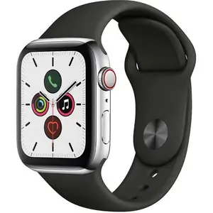 Apple Watch (Series 5) 2019 GPS + Cellular 40 - Stainless steel Silver - Sport loop Black
