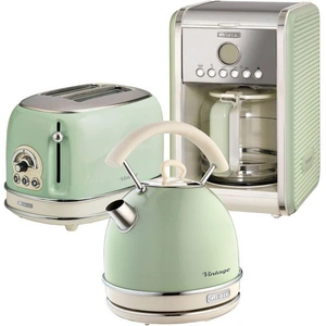 ARIETE Vintage ARPK14 Toaster, Kettle & Coffee Machine Bundle - Green, Cream,Green