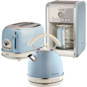 ARIETE Vintage ARPK15 Toaster, Kettle & Coffee Machine Bundle - Blue, Cream,Blue