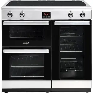 BELLING Cookcentre 90Ei 90 cm Electric Induction Range Cooker - Chrome & Black, Silver/Grey,Black