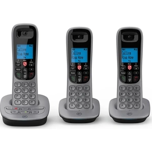 BT 7660 Cordless Phone - Triple Handsets, Black,Silver/Grey