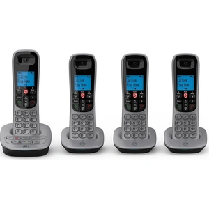 BT 7660 Cordless Phone - Quad Handsets, Black,Silver/Grey