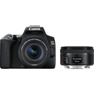 CANON EOS 250D DSLR Camera with EF-S 18-55 mm f/3.5-5.6 III & EF 50 mm f/1.8 STM Lens, Black