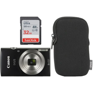 Canon IXUS 185 Compact Camera Essentials Kit & 32 GB Ultra Class 10 SDXC Memory Card Bundle, Black