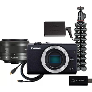 CANON EOS M200 Mirrorless Camera with EF-M 15-45 mm f/3.5-6.3 IS STM Lens Live Streaming Kit, Black