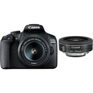 Canon EOS 2000D DSLR Camera with EF-S 18-55 mm f/3.5-5.6 IS II & EF-S 24 mm f/2.8 STM Lens Bundle, Black