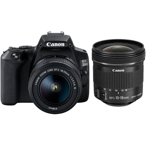 Canon EOS 250D DSLR Camera with EF-S 18-55 mm f/3.5-5.6 III & EF-S 10-18 mm f/4.5-5.6 Lens Bundle, Black