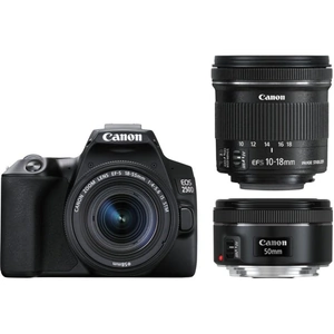 Canon EOS 250D DSLR Camera, EF-S 18-55 mm f/3.5-5.6 III, EF 50 mm f/1.8 STM & EF-S 10-18 mm f/4.5-5.6 IS STM Lens Bundle