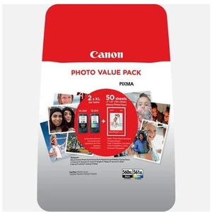 Canon PG-560XL Black and CL-561XL Colour Ink Cartridge + Photo Paper Value Pack High (XL) Yield 12.2 ml 14.3 ml 400 pages 2 pc(s) Multi pack