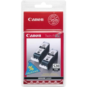 Canon PGI-520BK Black Ink Cartridge (Twin Pack). Black ink type: Pigment-based ink Supply type: Multi pack Quantity per pack: 2 pc(s)