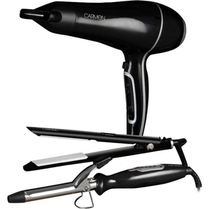 View product details for the CARMEN 3-in-1 C85039 Hair Dryer, Straightener & Curling Tong Set - Black
