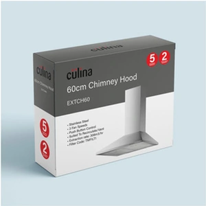 Culina EXTCH60 60cm Chimney Hood in Stainless Steel 3 Speed Fan