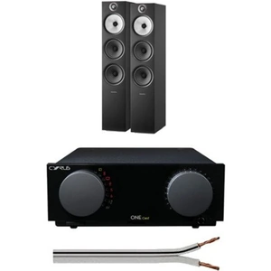 Cyrus One Integrated Amplifier with Bowers and Wilkins 603 S2 Anniversary Edition Floorstanding Speakers Black with Free 6 Metre Speaker Cable