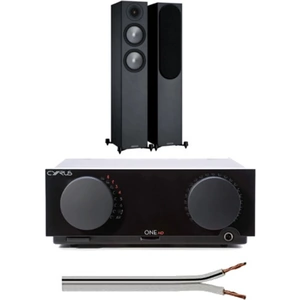 Cyrus One HD Integrated Amplifier with Bluetooth with Monitor Audio Bronze 200 Floorstanding Speakers Black and Free 6 Metre Speaker Cable