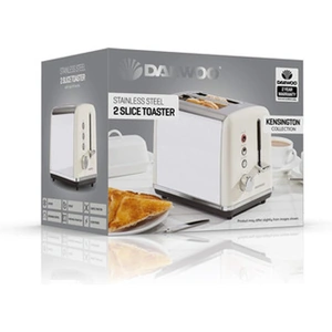 View product details for the Daewoo SDA1582GE KENSINGTON 2 Slice Toaster in Cream