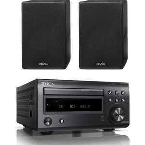 Denon RC DM41 DAB Micro Hi-Fi System with Denon SCN10WTEM Speakers Pair Black