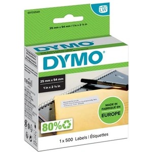 DYMO Large Return Address Labels - 25 x 54 mm - S0722520. Product colour: White Label type: Self-adhesive printer label Material: Paper. Label width: 5.4 cm Label height: 2.5 cm Weight: 159 g. Labels per roll: 500 pc(s)