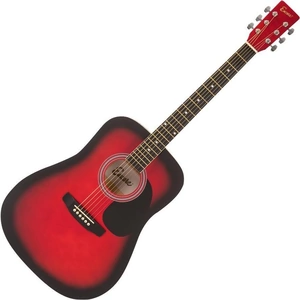 ENCORE EW100R Acoustic Guitar - Redburst, Red