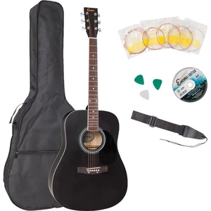 ENCORE EWP-100BK Acoustic Guitar Bundle - Black, Black
