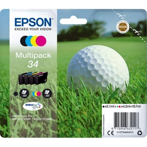 Epson 34 Golf Ball Cyan, Magenta, Yellow & Black Ink Cartridges - Multipack, Black,Yellow,Cyan,Magenta