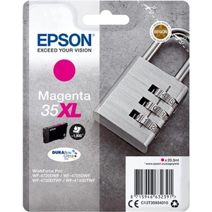 Epson Padlock Singlepack Magenta 35XL DURABrite Ultra Ink. Cartridge capacity: High (XL) Yield Colour ink type: Pigment-based ink Colour ink page yield: 1900 pages Colour ink volume: 20.3 ml Quantity per pack: 1 pc(s)