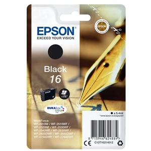 Epson Pen and crossword Singlepack Black 16 DURABrite Ultra Ink. Cartridge capacity: Standard Yield Black ink type: Pigment-based ink Black ink volume: 5.4 ml Quantity per pack: 1 pc(s) Black ink page yield: 175 pages
