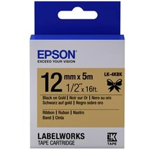 Epson Label Cartridge Satin Ribbon LK-4KBK Black/Gold 12mm (5m)