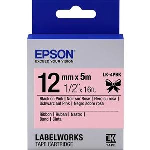 Epson Label Cartridge Satin Ribbon LK-4PBK Black/Pink 12mm (5m)