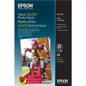 Epson (A4) Value Glossy Photo Paper (Pack of 20 Sheets) 183gsm (White)
