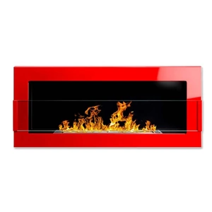 Globmetal Wall Mounted Biofireplace - Red with Glass