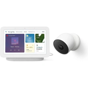 Google Nest Cam & Nest Hub Smart Display Bundle - Chalk, White