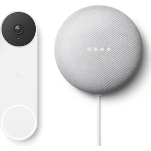 Google Nest Battery Powered Video Doorbell & Chalk Nest Mini (2nd Gen) Bundle