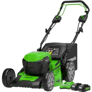 GREENWORKS GWGD24X2LM46SK4X Cordless Rotary Lawn Mower with 2 Batteries - Green & Black