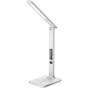 GROOV-E Ares LED Desk Lamp with Wireless Charging Pad & Clock - White