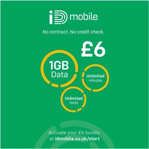 View product details for the IDMOBILE 4G SIM Card - £6, 1 GB