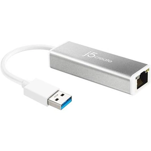 J5create JUE130 USB 3.0 Gigabit Ethernet Adapter Silver and White