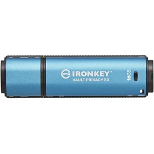 Kingston Technology IronKey 16GB Vault Privacy 50 AES-256 Encrypted FIPS 197 16 GB USB Type-A 3.2 Gen 1 (3.1 Gen 1) 250 MB/s Cap Black Blue