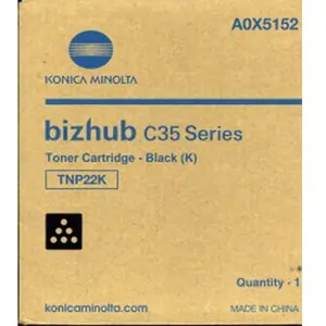 Konica Minolta TNP22K Black Toner Cartridge 6k pages for Bizhub C35/C35P - A0X5152