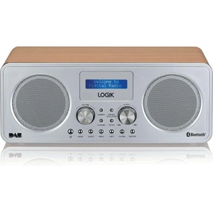 LOGIK L75DAB20 Portable DAB Bluetooth Radio - Silver & Wood, Brown,Silver/Grey