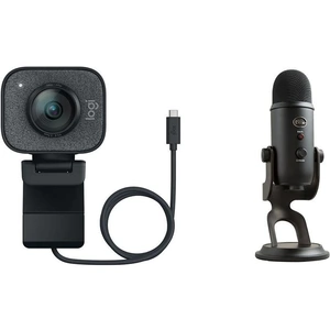 Logitech StreamCam Full HD USB-C Webcam & Yeti Professional USB Microphone Bundle - Graphite & Black